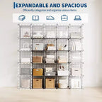 Organisateur de rangement à 12 casiers 94 x 33 x 96,5 cm, étagère modulaire en fil métallique pour placard, chambre, bureau (1 pièce)