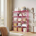 Organisateur de rangement à 12 casiers 94 x 33 x 96,5 cm, étagère modulaire en fil métallique pour placard, chambre, bureau (1 pièce)