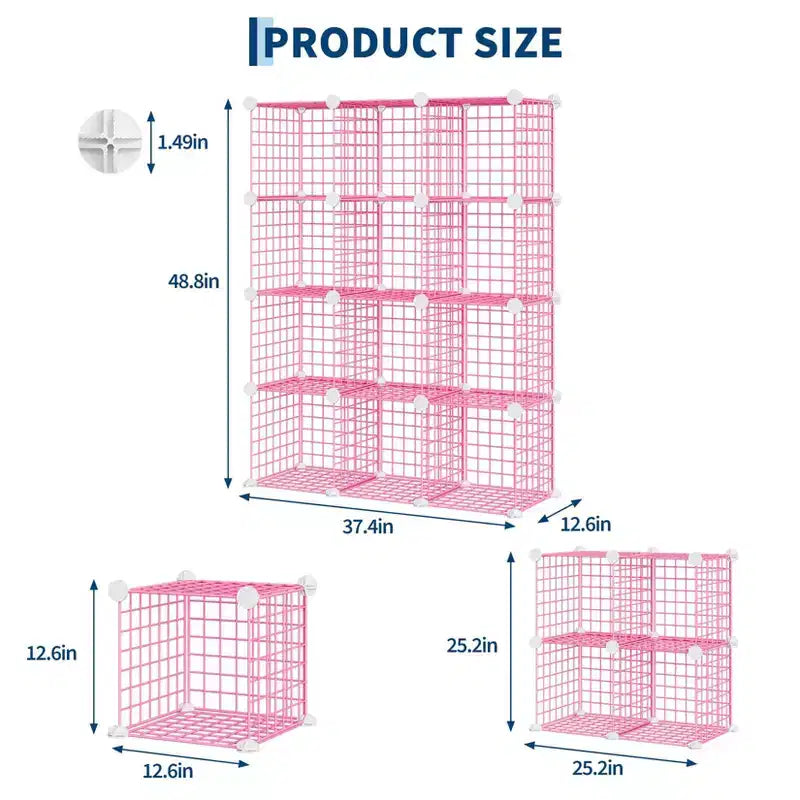 12-Cube Storage Organizer 37 x 13 x 38 Modular Wire Shelving Unit for Closet, Bedroom, Office (1-Pack)