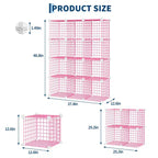 Organisateur de rangement à 12 casiers 94 x 33 x 96,5 cm, étagère modulaire en fil métallique pour placard, chambre, bureau (1 pièce)