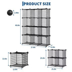 Organisateur de rangement à 12 casiers 94 x 33 x 96,5 cm, étagère modulaire en fil métallique pour placard, chambre, bureau (1 pièce)