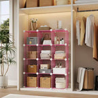 Organisateur de rangement à 12 casiers 94 x 33 x 96,5 cm, étagère modulaire en fil métallique pour placard, chambre, bureau (1 pièce)