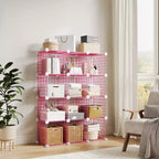 Organisateur de rangement à 12 casiers 94 x 33 x 96,5 cm, étagère modulaire en fil métallique pour placard, chambre, bureau (1 pièce)