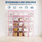 Organisateur de rangement à 12 casiers 94 x 33 x 96,5 cm, étagère modulaire en fil métallique pour placard, chambre, bureau (1 pièce)