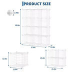 Organisateur de rangement à 12 casiers 94 x 33 x 96,5 cm, étagère modulaire en fil métallique pour placard, chambre, bureau (1 pièce)