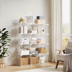 Organisateur de rangement à 12 casiers 94 x 33 x 96,5 cm, étagère modulaire en fil métallique pour placard, chambre, bureau (1 pièce)