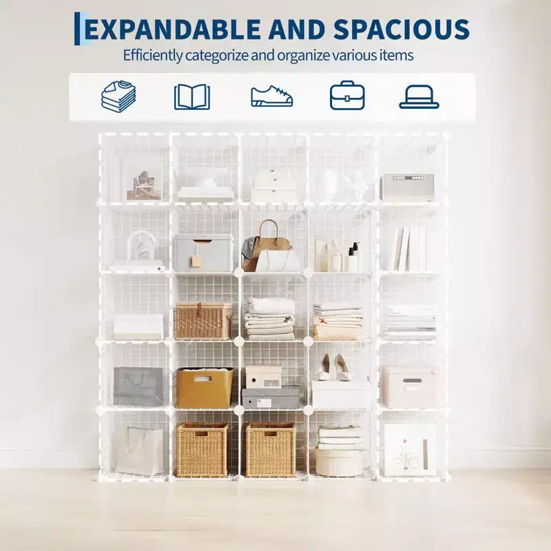 12-Cube Storage Organizer 37 x 13 x 38 Modular Wire Shelving Unit for Closet, Bedroom, Office (1-Pack)