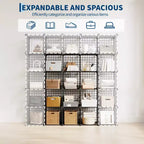 Organisateur de rangement à 12 casiers 94 x 33 x 96,5 cm, étagère modulaire en fil métallique pour placard, chambre, bureau (1 pièce)