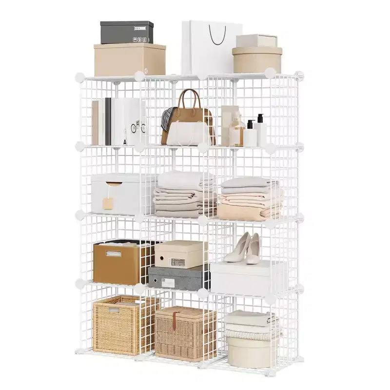 12-Cube Storage Organizer 37 x 13 x 38 Modular Wire Shelving Unit for Closet, Bedroom, Office (1-Pack)