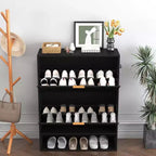 Meuble à chaussures fin de style moderne du milieu du siècle, organiseur d'entrée à tiroir basculant avec séparateurs et crochets réglables