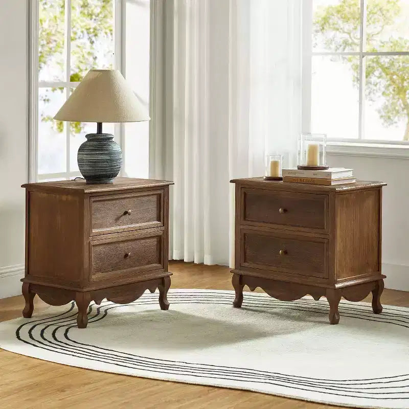 24 Tall 2 - Drawer End Table with Two Drawers and Charging Station| -BLUE