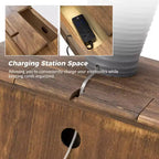 Table d'appoint à 2 tiroirs de 24 po avec station de recharge - BLEU