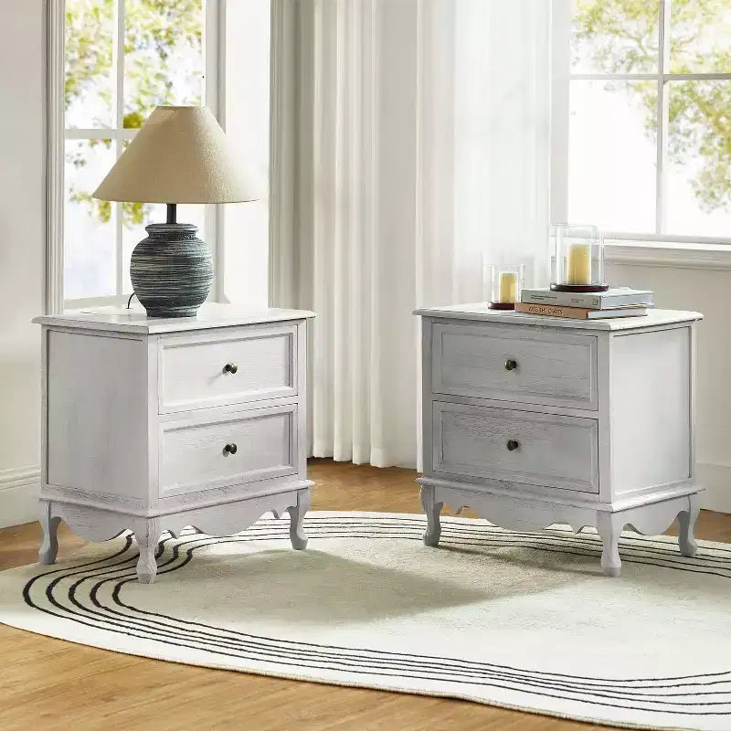 24 Tall 2 - Drawer End Table with Two Drawers and Charging Station| -BLUE