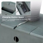Table d'appoint à 2 tiroirs de 24 po avec station de recharge - BLEU