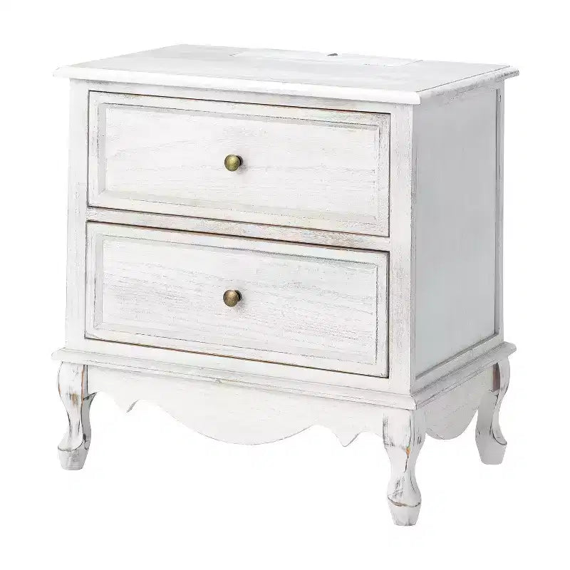 24 Tall 2 - Drawer End Table with Two Drawers and Charging Station| -BLUE