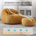 Pouf Géant Moderne, Fauteuil Rond Confortable pour Adultes avec Repose-pieds, Fauteuil de Lecture Individuel Relaxant avec Oreiller pour Salon, Chambre