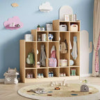Vestiaire de classe à 5 sections avec 9 casiers et 10 crochets, organisateur de rangement pour enfants en crèche, maternelle, maison, bois naturel