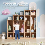 Vestiaire de classe à 5 sections avec 9 casiers et 10 crochets, organisateur de rangement pour enfants en crèche, maternelle, maison, bois naturel