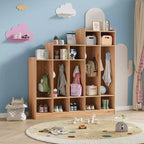Vestiaire de classe à 5 sections avec 9 casiers et 10 crochets, organisateur de rangement pour enfants en crèche, maternelle, maison, bois naturel
