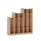 5-Section Classroom Coat Locker with 9 Cubbies & 10 Hooks, Daycare Storage Organizer for Kids, Nursery, Kindergarten, Home, Natural Wood