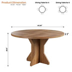 Table à manger ronde pour 4-6 personnes, table de cuisine en bois de 47 pouces avec piédestal, table circulaire moderne pour salon, cuisine, sans chaises