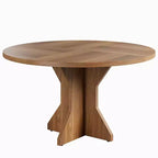 Table à manger ronde pour 4-6 personnes, table de cuisine en bois de 47 pouces avec piédestal, table circulaire moderne pour salon, cuisine, sans chaises