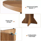 Table à manger ronde pour 4-6 personnes, table de cuisine en bois de 47 pouces avec piédestal, table circulaire moderne pour salon, cuisine, sans chaises