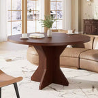 Table à manger ronde pour 4-6 personnes, table de cuisine en bois de 47 pouces avec piédestal, table circulaire moderne pour salon, cuisine, sans chaises