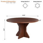 Table à manger ronde pour 4-6 personnes, table de cuisine en bois de 47 pouces avec piédestal, table circulaire moderne pour salon, cuisine, sans chaises