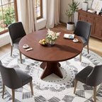 Table à manger ronde pour 4-6 personnes, table de cuisine en bois de 47 pouces avec piédestal, table circulaire moderne pour salon, cuisine, sans chaises