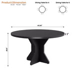 Table à manger ronde pour 4-6 personnes, table de cuisine en bois de 47 pouces avec piédestal, table circulaire moderne pour salon, cuisine, sans chaises