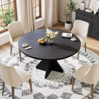 Table à manger ronde pour 4-6 personnes, table de cuisine en bois de 47 pouces avec piédestal, table circulaire moderne pour salon, cuisine, sans chaises