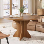 Table à manger ronde pour 4-6 personnes, table de cuisine en bois de 47 pouces avec piédestal, table circulaire moderne pour salon, cuisine, sans chaises