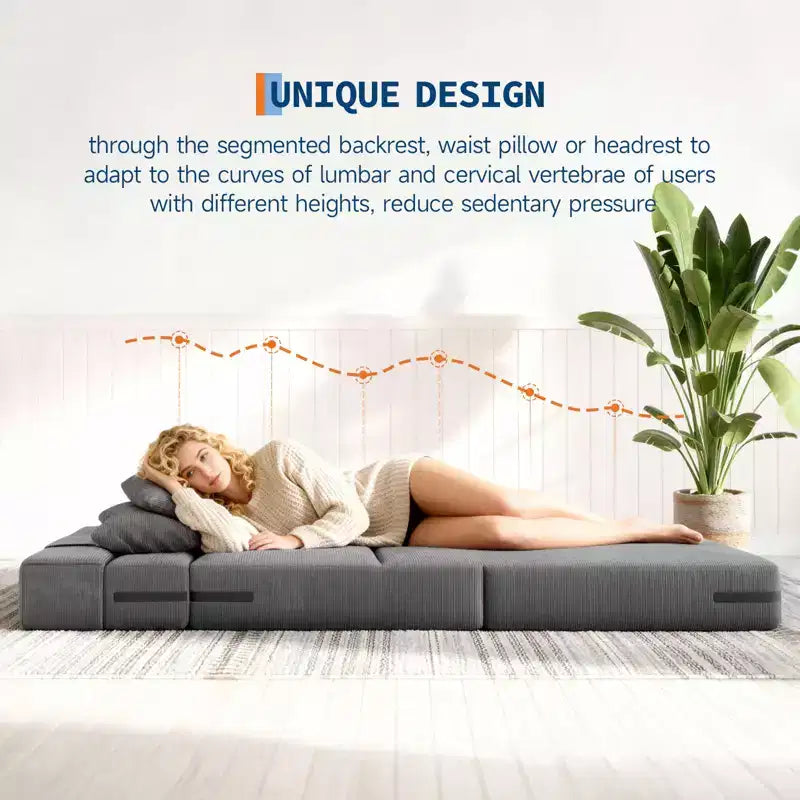 4-in-1 Folding Sofa Bed & Sleeper Chair, 72/76L Convertible Loveseat, Tufted Floor Lounger