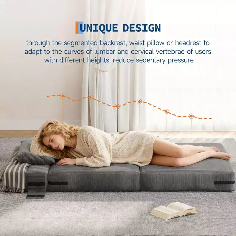 4-in-1 Folding Sofa Bed & Sleeper Chair, 72/76L Convertible Loveseat, Tufted Floor Lounger