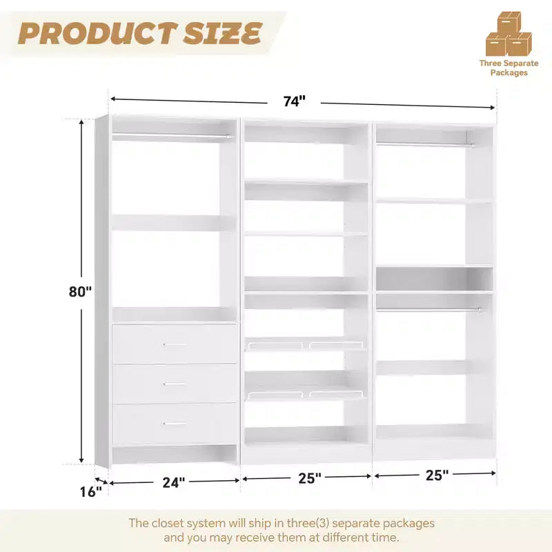 Closet System with Drawers and Shoe Racks