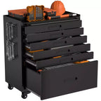 34" Servante d'atelier roulante à 6 tiroirs - Meuble de rangement mobile en acier robuste pour garage et petits outils, noir