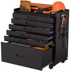 34" Servante d'atelier roulante à 6 tiroirs - Meuble de rangement mobile en acier robuste pour garage et petits outils, noir