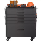 34" Servante d'atelier roulante à 6 tiroirs - Meuble de rangement mobile en acier robuste pour garage et petits outils, noir