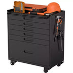 34" Servante d'atelier roulante à 6 tiroirs - Meuble de rangement mobile en acier robuste pour garage et petits outils, noir