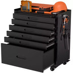 34" Servante d'atelier roulante à 6 tiroirs - Meuble de rangement mobile en acier robuste pour garage et petits outils, noir