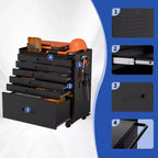 34" Servante d'atelier roulante à 6 tiroirs - Meuble de rangement mobile en acier robuste pour garage et petits outils, noir