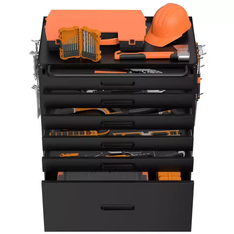 34 6-Drawer Rolling Tool Chest - Heavy-Duty Steel Mobile Garage Cabinet & Small Parts Storage Organizer, Black