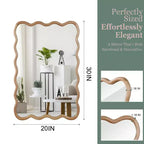 Miroir mural 20 x 30 avec cadre en bois massif, miroir décoratif rectangulaire ondulé pour salle de bain, chambre, salon, entrée