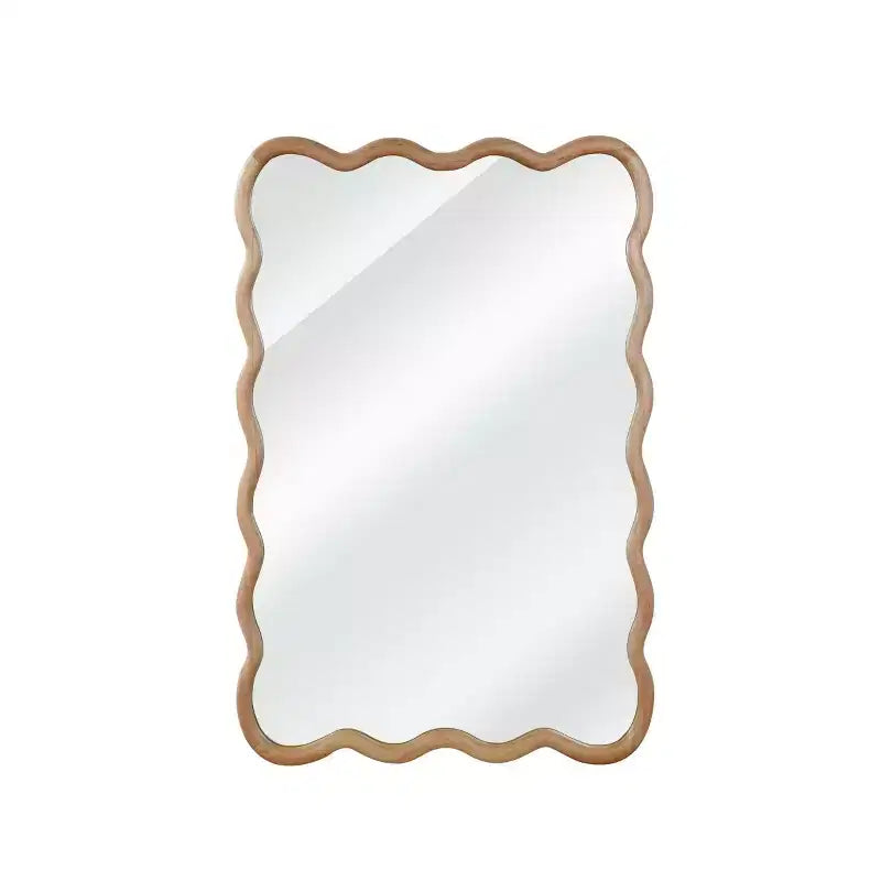 20 x 30 Wall Mirror with Solid Wood Frame, Wavy Rectangle Decorative Mirror for Bathroom, Bedroom, Living Room, Entryway