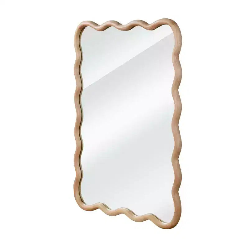 20 x 30 Wall Mirror with Solid Wood Frame, Wavy Rectangle Decorative Mirror for Bathroom, Bedroom, Living Room, Entryway