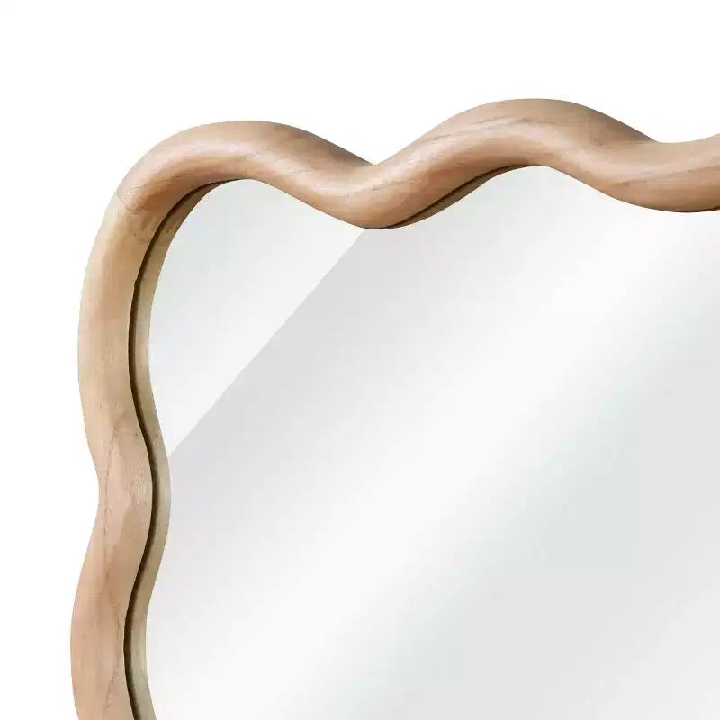 20 x 30 Wall Mirror with Solid Wood Frame, Wavy Rectangle Decorative Mirror for Bathroom, Bedroom, Living Room, Entryway