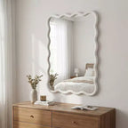 Miroir mural 20 x 30 avec cadre en bois massif, miroir décoratif rectangulaire ondulé pour salle de bain, chambre, salon, entrée