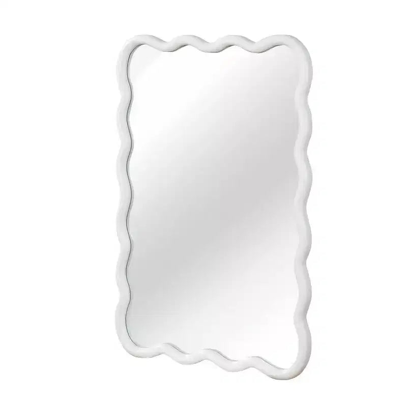 20 x 30 Wall Mirror with Solid Wood Frame, Wavy Rectangle Decorative Mirror for Bathroom, Bedroom, Living Room, Entryway