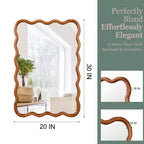 Miroir mural 20 x 30 avec cadre en bois massif, miroir décoratif rectangulaire ondulé pour salle de bain, chambre, salon, entrée